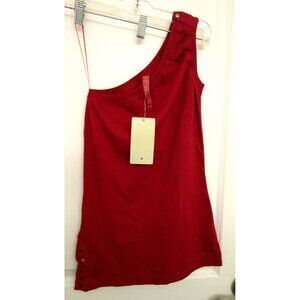 BSK Casual Connection by Bershka Women One Shoulder Top - Medium Cotton Red NWT